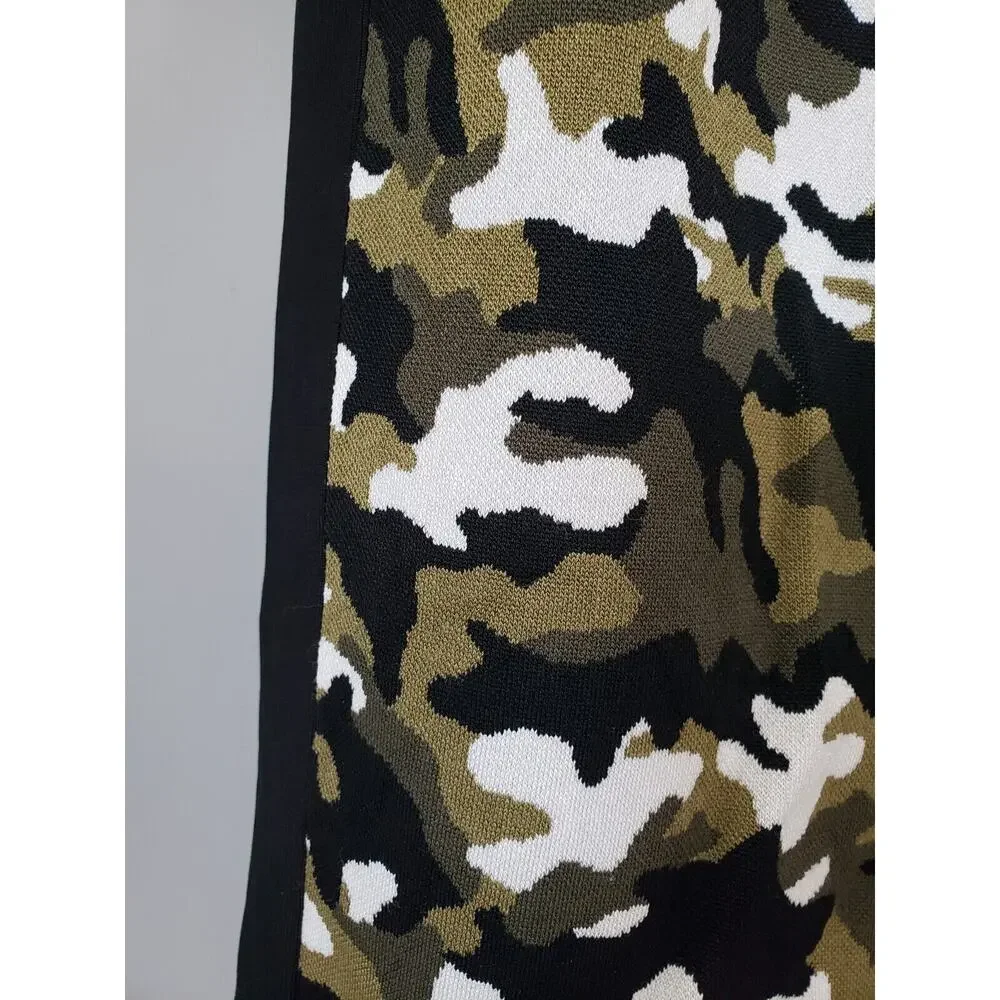MICHAEL‎ KORS Camouflage black green white straight pencil midi pull on skirt 2X